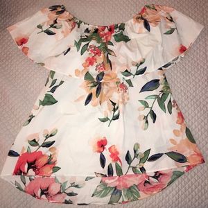 floral off-shoulder trendy summer shirt